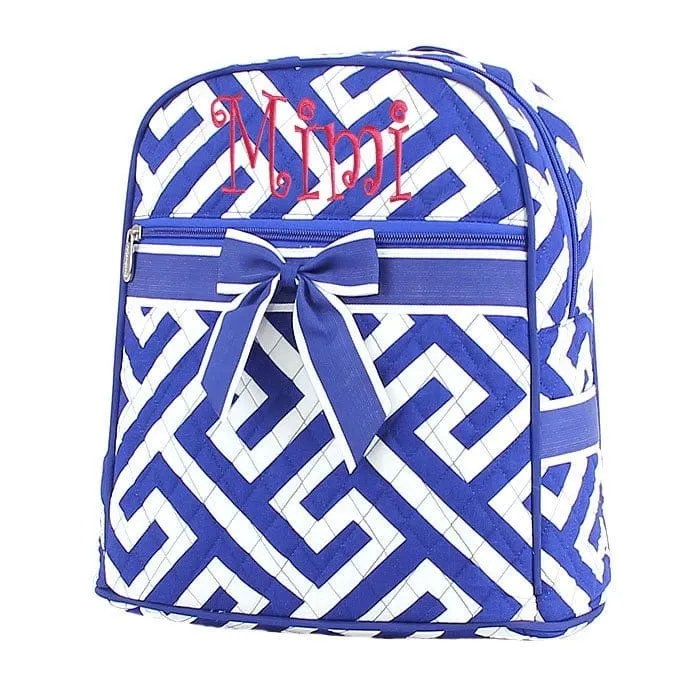 MA401 Quilted Maze Print Zippered Backpack