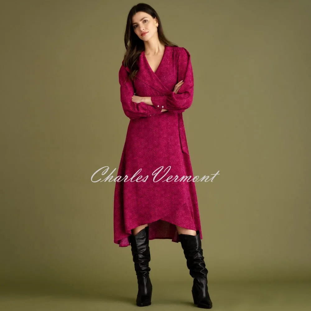 Marble Printed Wrap Dress - Style 7152-206 (Dark Pink)