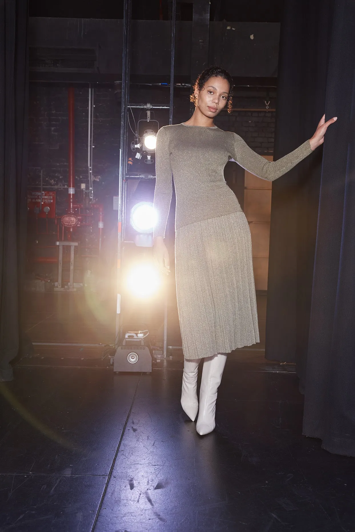 Marley Cotton Lurex Top in Olive