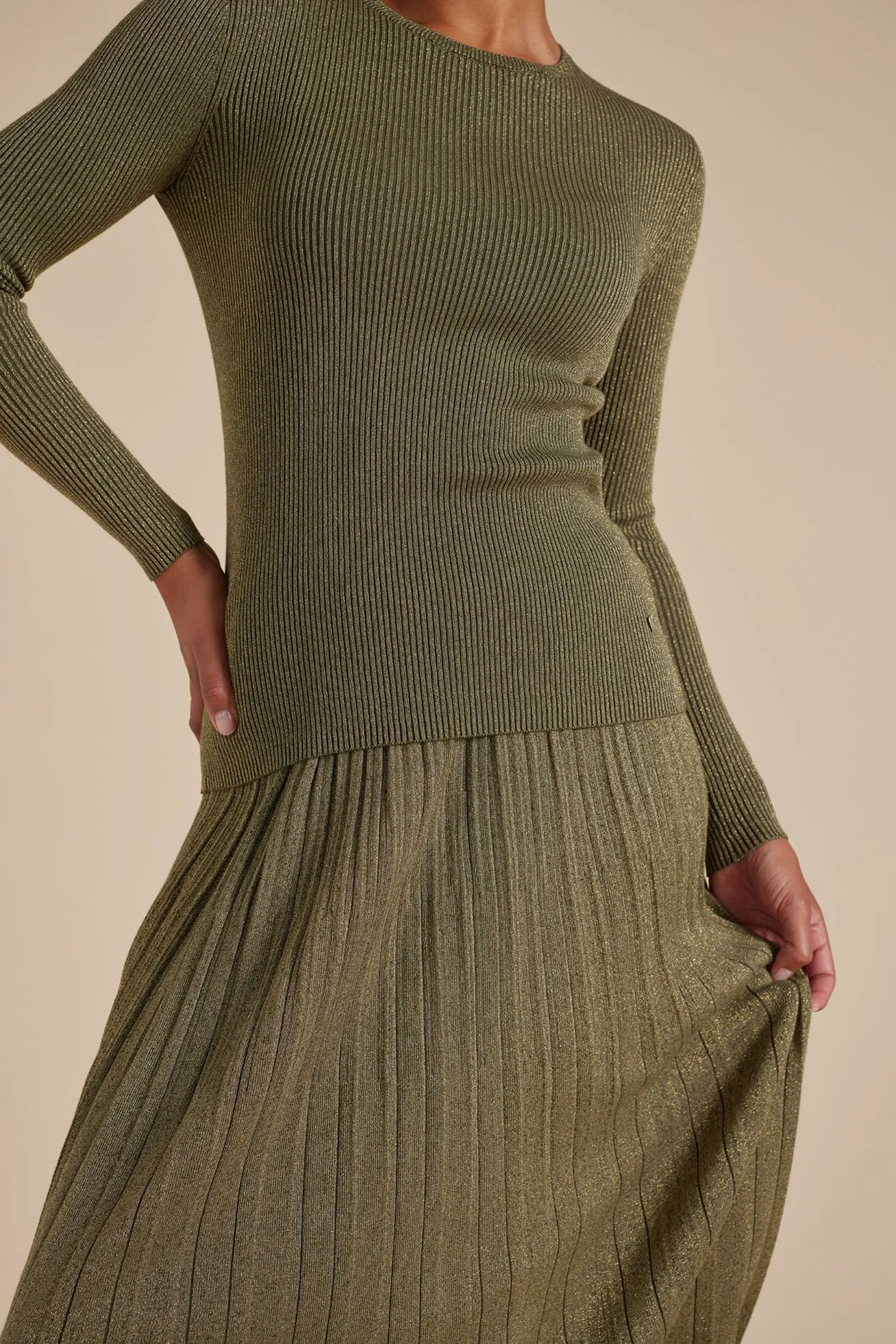 Marley Cotton Lurex Top in Olive