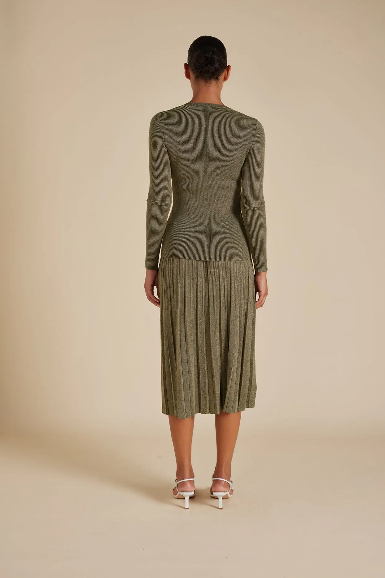 Marley Cotton Lurex Top in Olive