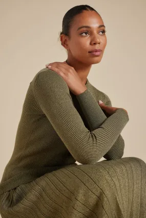 Marley Cotton Lurex Top in Olive