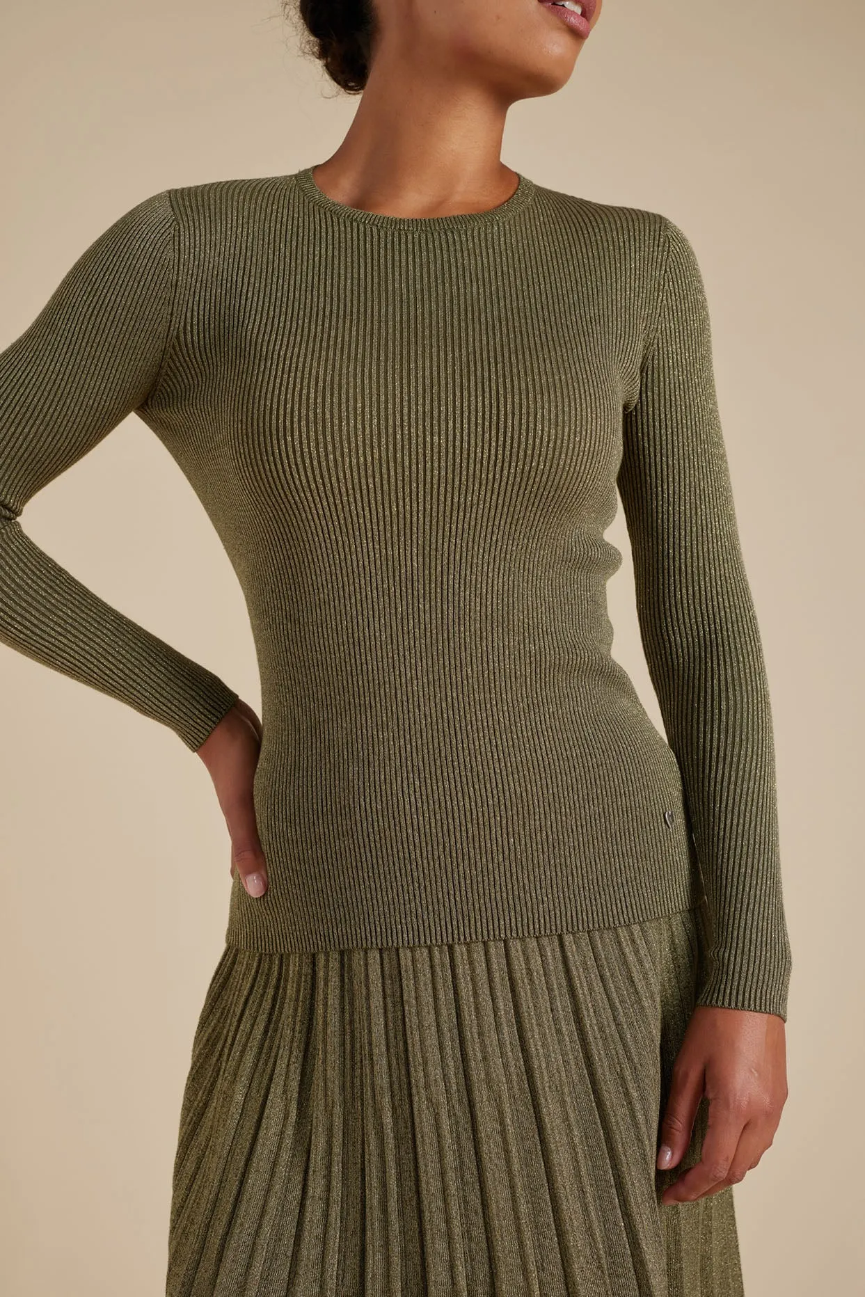 Marley Cotton Lurex Top in Olive