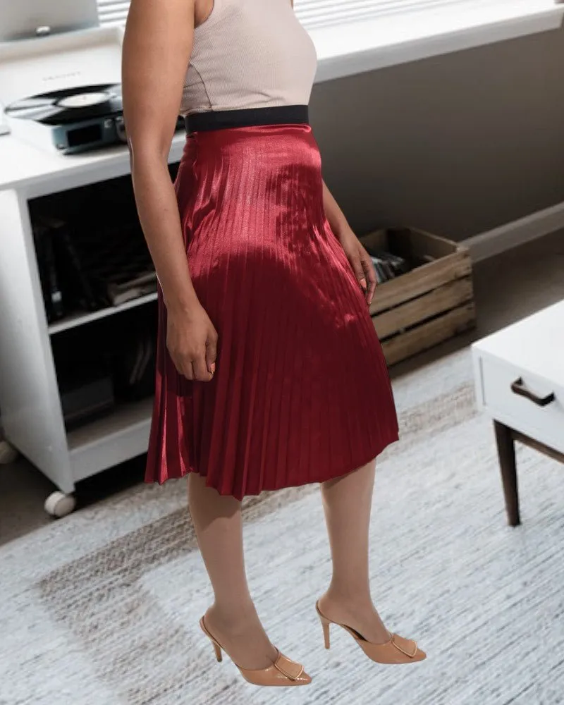 Maroon Pleated Skirt