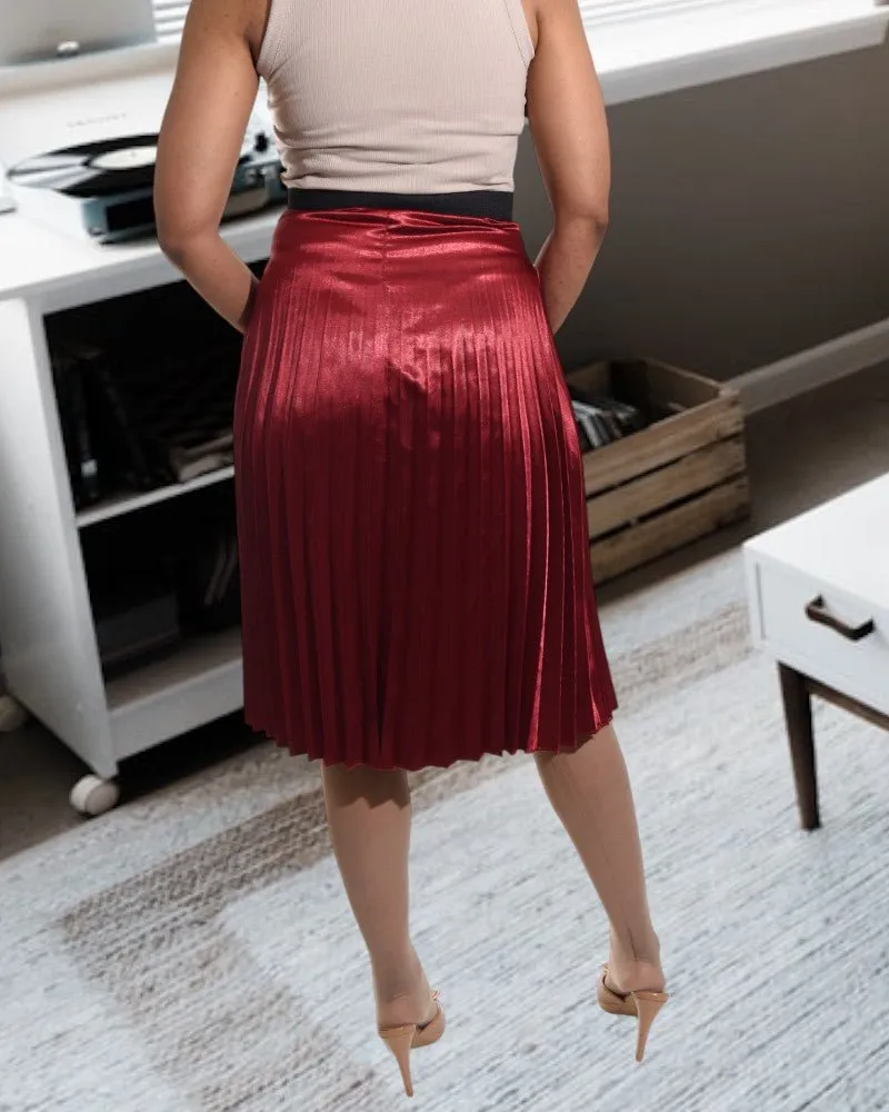 Maroon Pleated Skirt