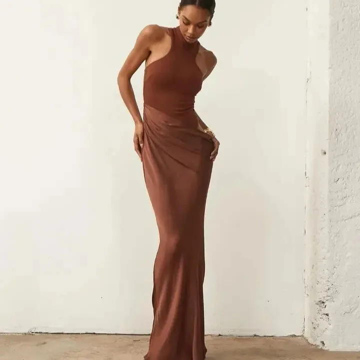 Melati High Neck Bodysuit Satin Sarong Patchwork Dress