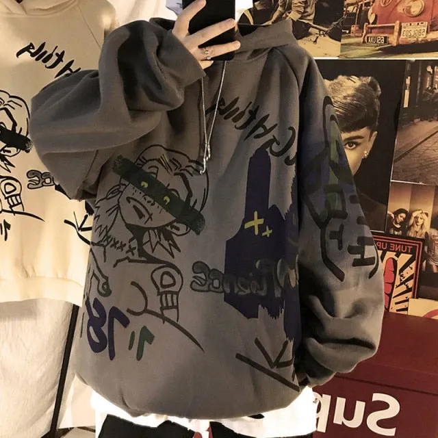 Men Hoodies Streetwear Winter Coat Fashion Loose Causal Hoodie Sweatshirt Hip Hop Casual Sweatshirts