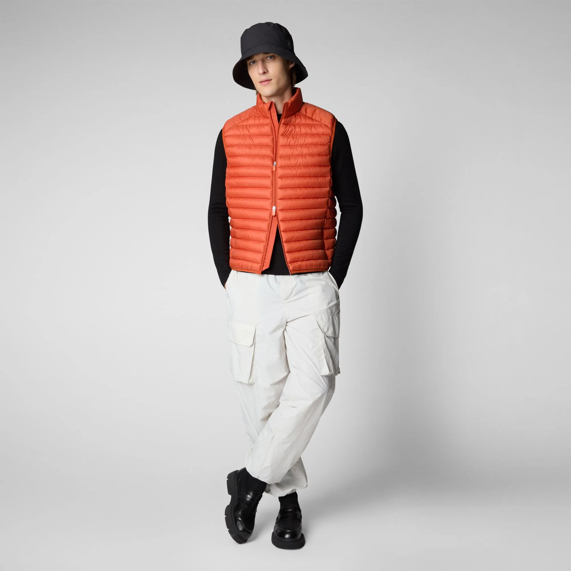 Men's  Adam Puffer Vest in Ginger Orange