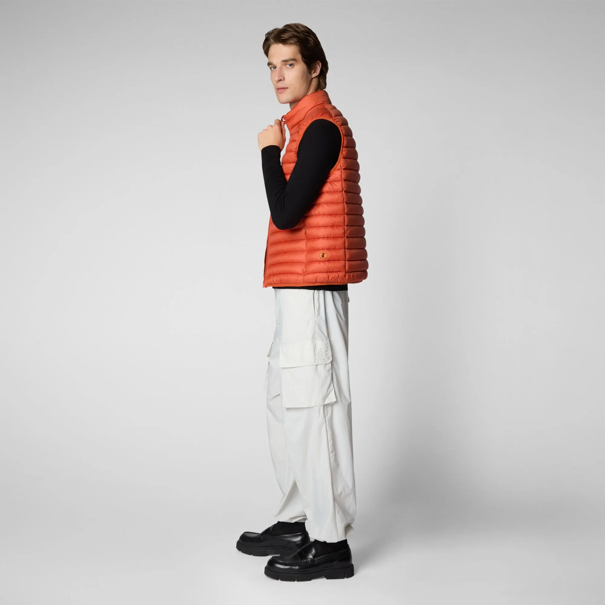 Men's  Adam Puffer Vest in Ginger Orange