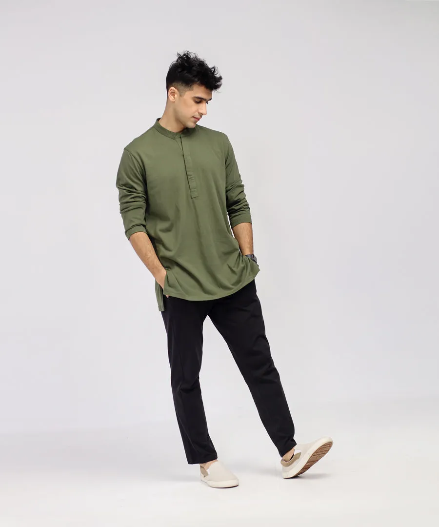 Men's Hidden Placket Tunic Shirt