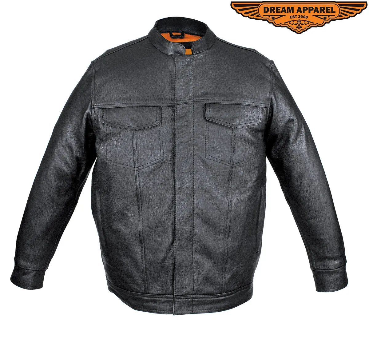 Men's Naked Cowhide Leather Motorcycle Shirt - Black