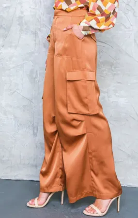 Mesa, Satin High Waist Cargo Pant