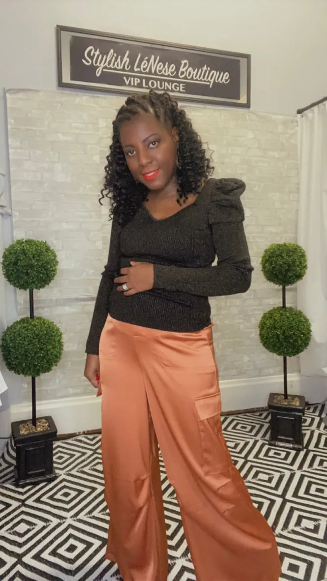 Mesa, Satin High Waist Cargo Pant