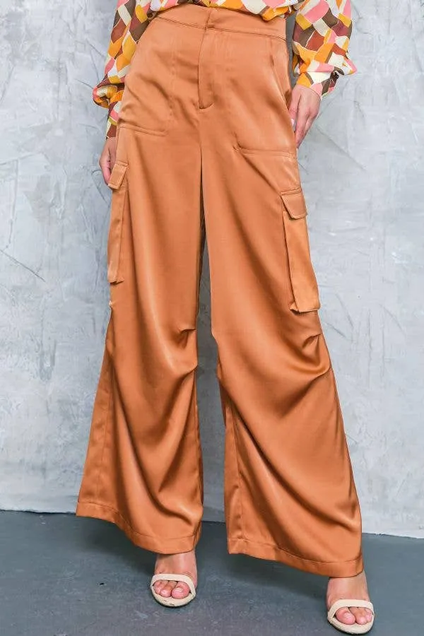 Mesa, Satin High Waist Cargo Pant