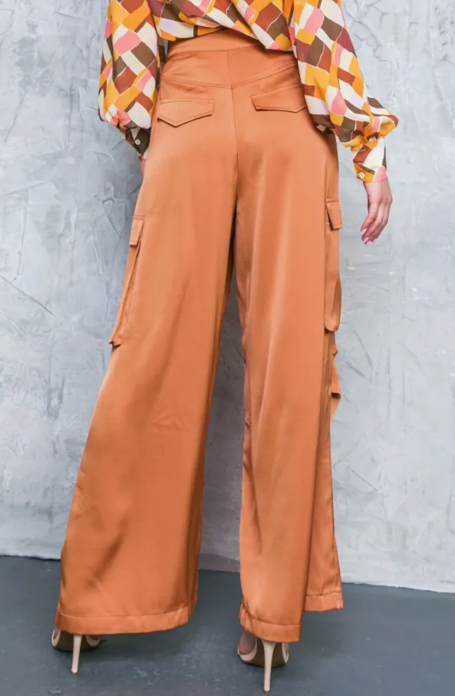 Mesa, Satin High Waist Cargo Pant