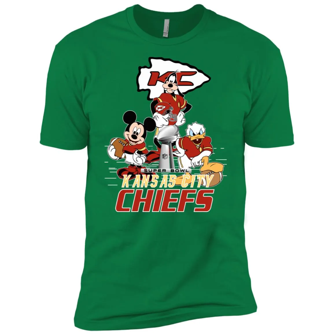 Nfl – Kansas City Chiefs Donald Duck Goofy Mickey Mouse Super Bowl 2019 Football Men Short Sleeve T-Shirt