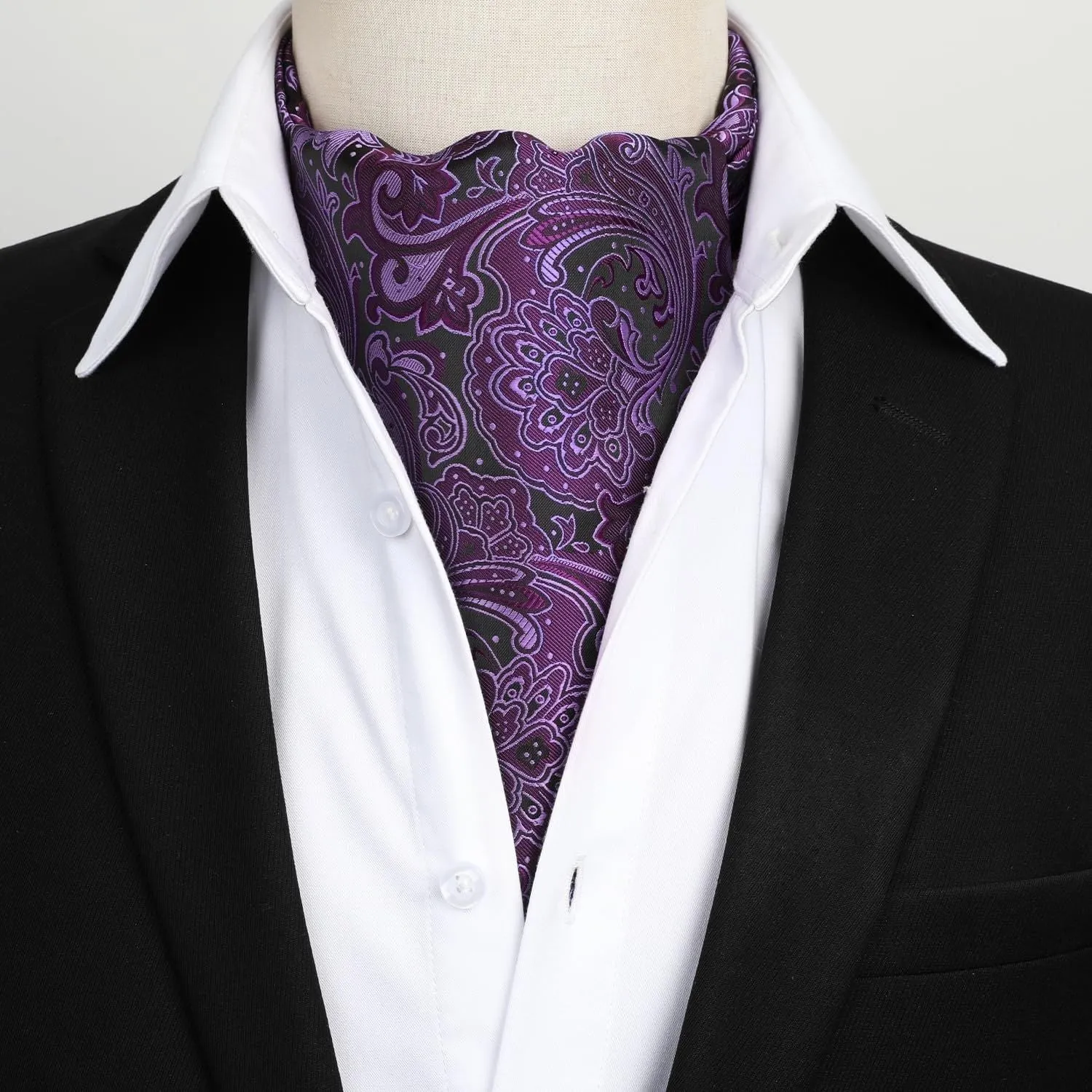 Paisley Ascot Handkerchief Set - A-04 PURPLE