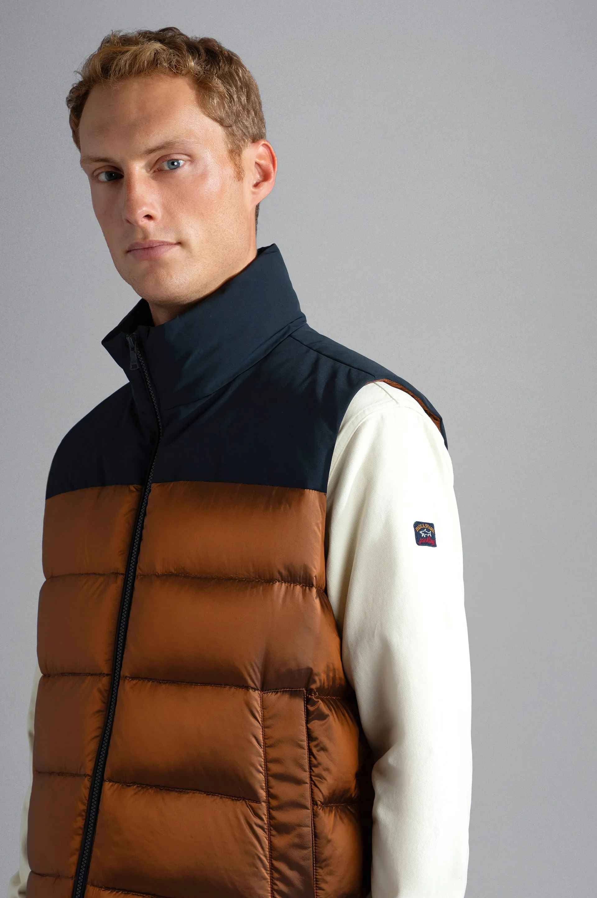 Paul & Shark Color Block Quilted Vest | Bronze/Black