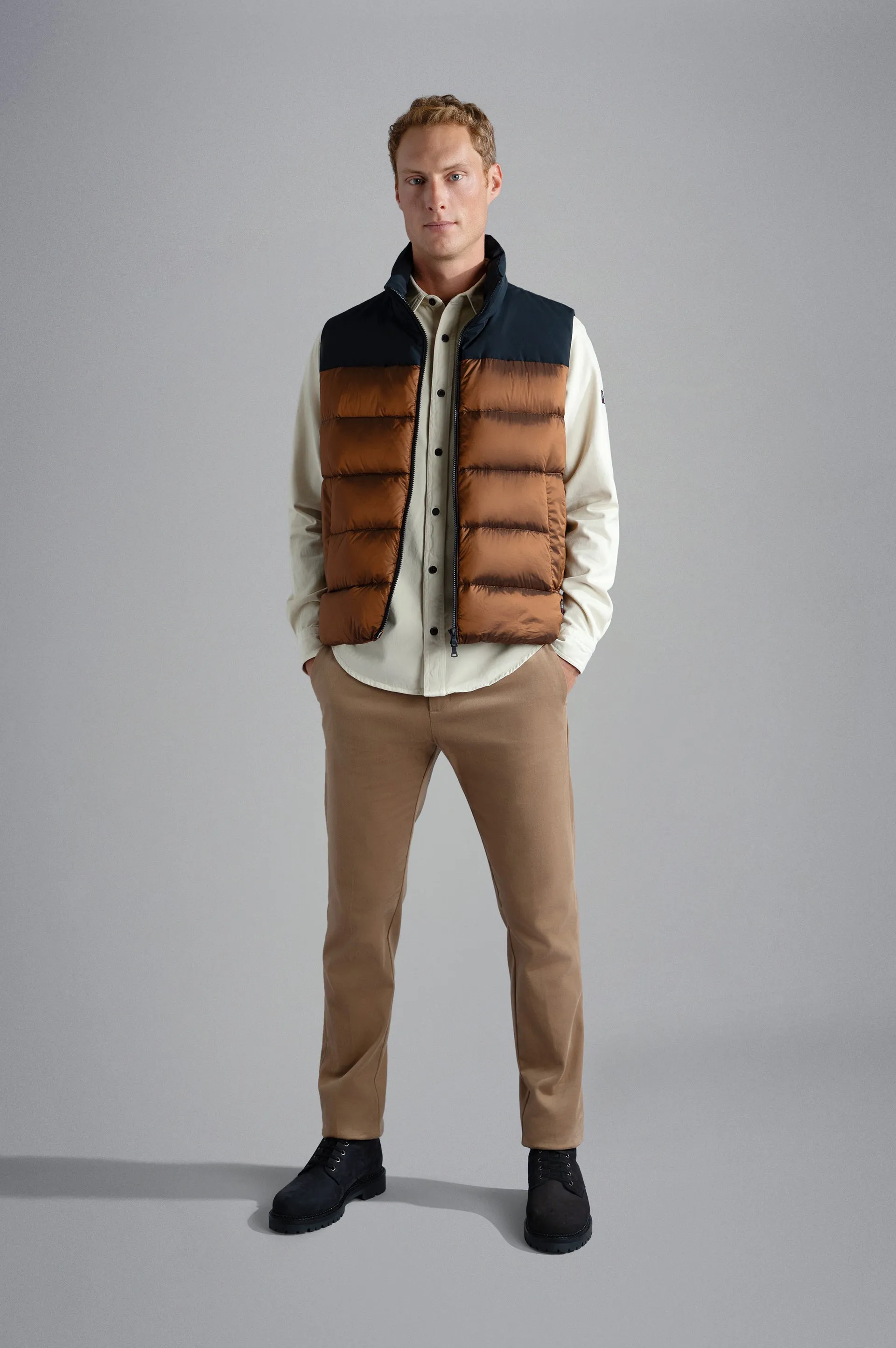 Paul & Shark Color Block Quilted Vest | Bronze/Black