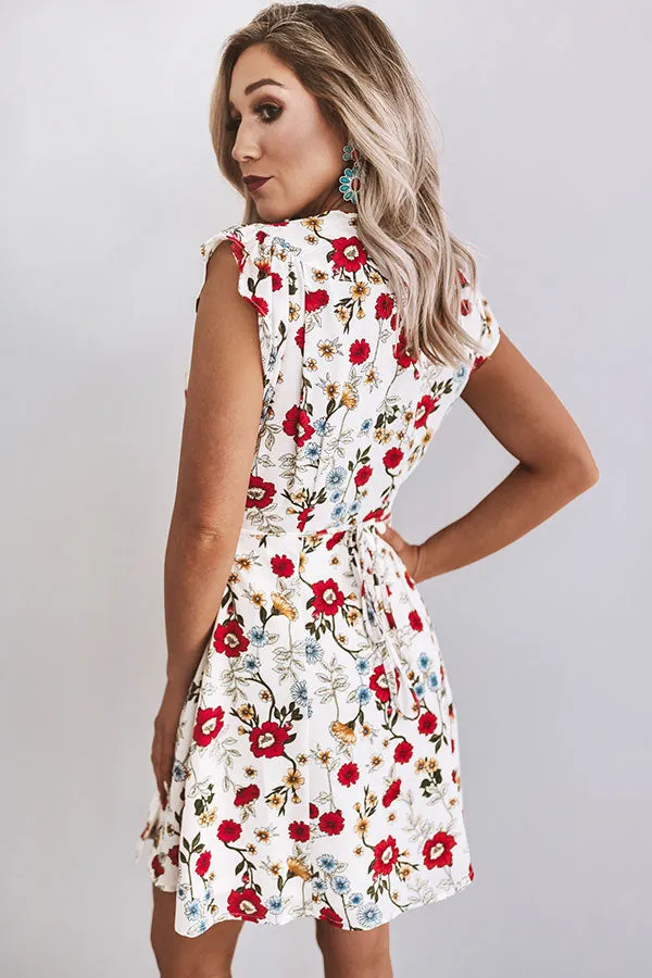 Peony Party Wrap Dress in Ivory