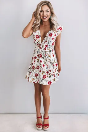 Peony Party Wrap Dress in Ivory