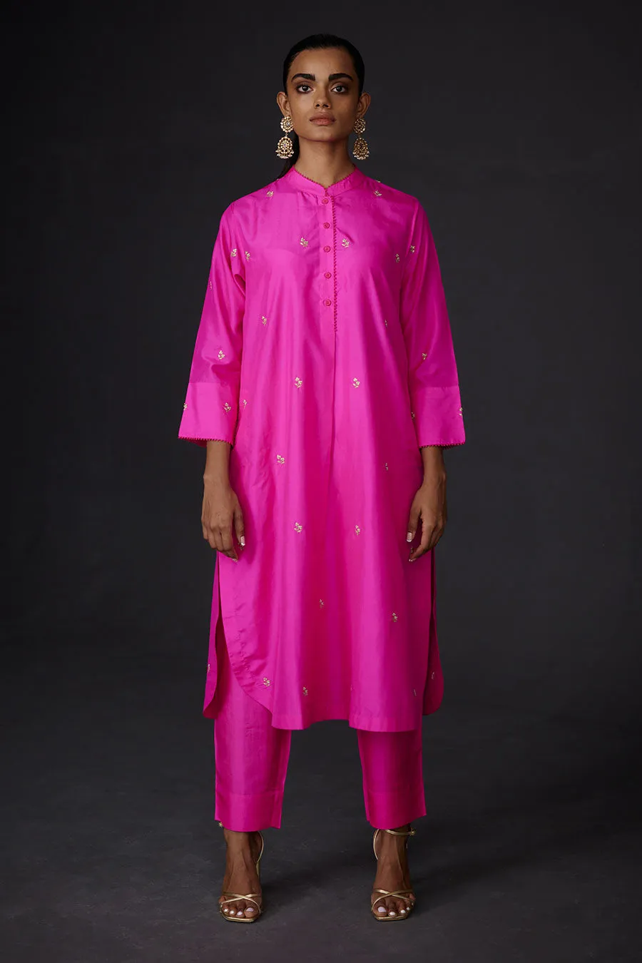 Pink Embroidered Tunic & Pant Set
