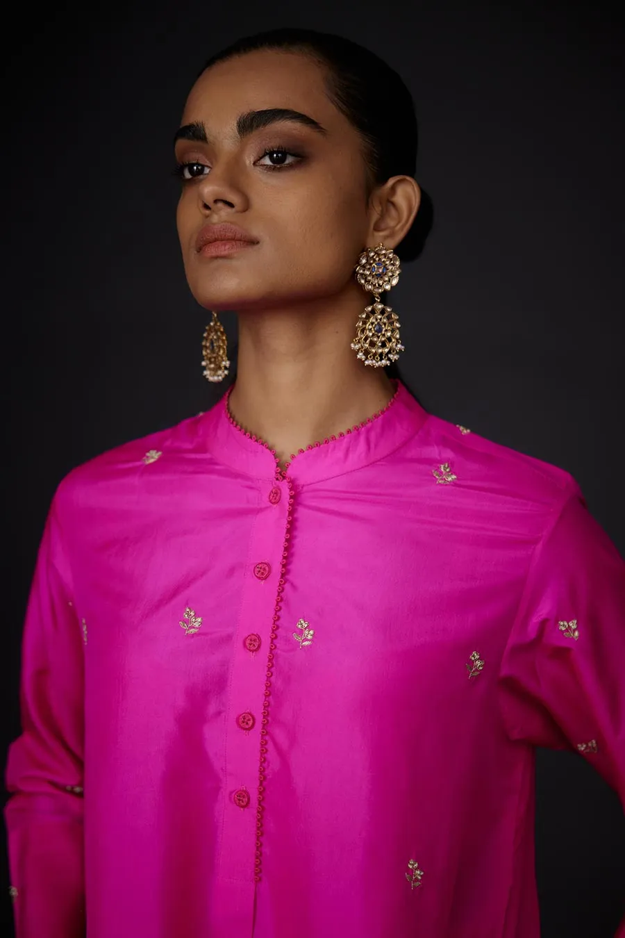 Pink Embroidered Tunic & Pant Set