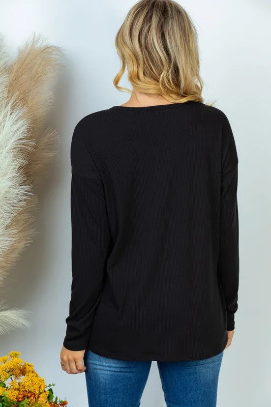 Plus Size Long Sleeve Knit Top
