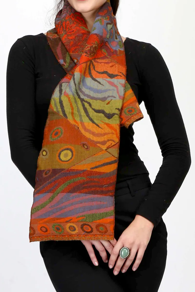 Pure Merino Wool  Neck Scarf Autumn Color  Free Bag