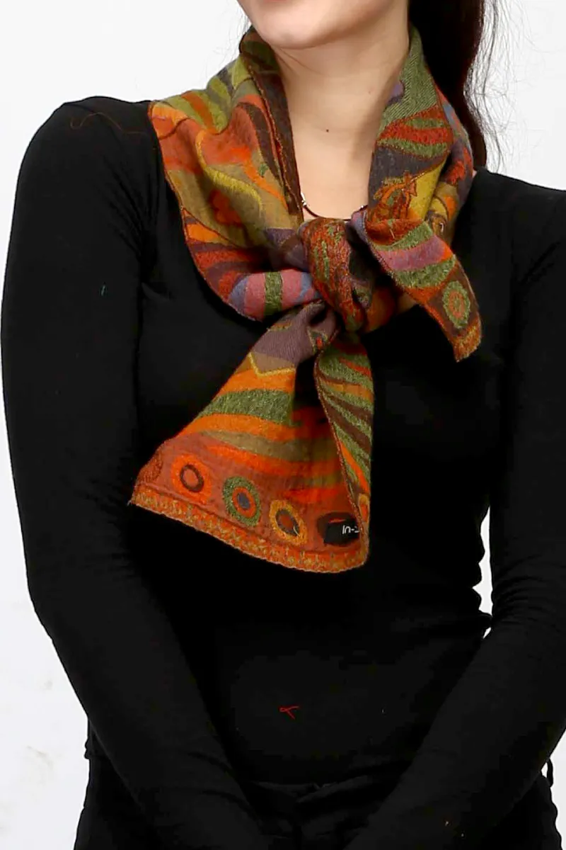 Pure Merino Wool  Neck Scarf Autumn Color  Free Bag