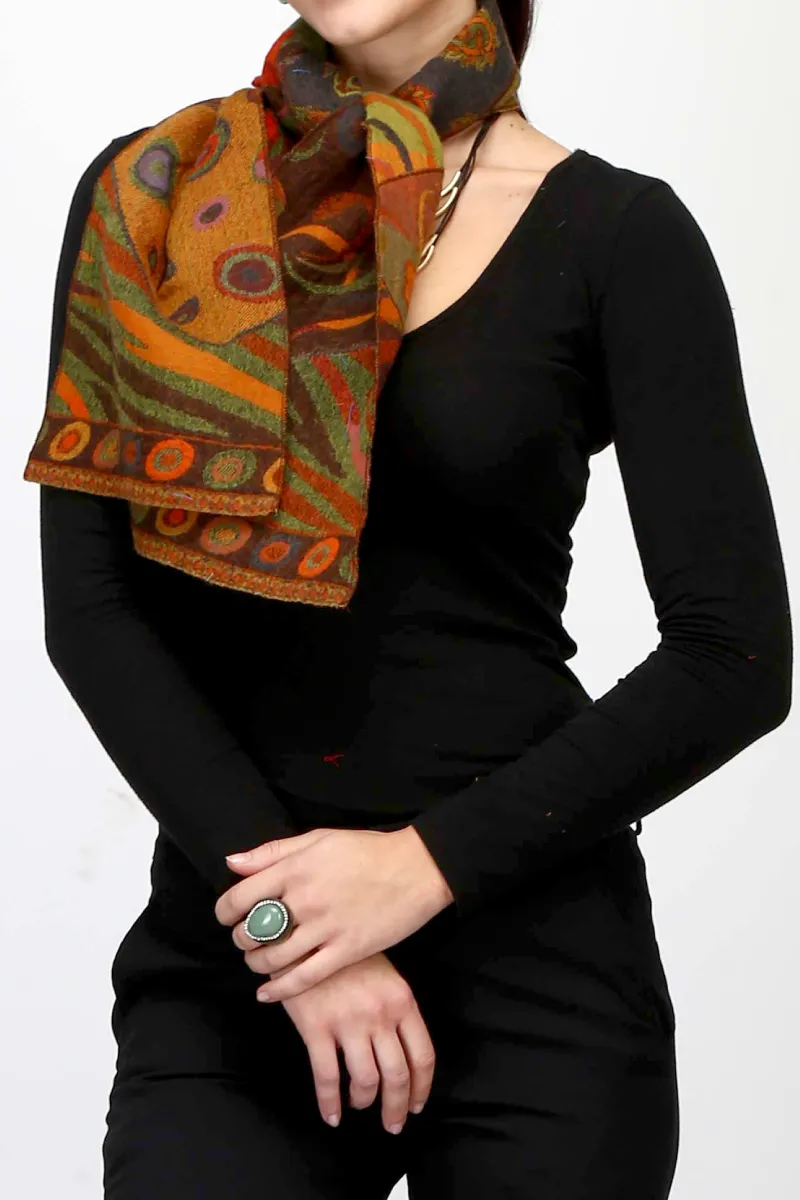 Pure Merino Wool  Neck Scarf Autumn Color  Free Bag