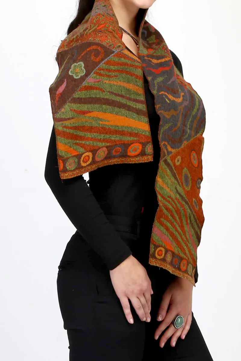 Pure Merino Wool  Neck Scarf Autumn Color  Free Bag