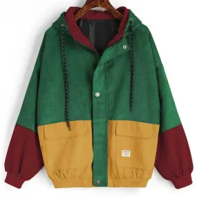 Purpdrank - Outerwear Coats Jackets Corduroy Patchwork Oversize Jackets Autumn Jacket Women Chaqueta Mujer Ceket Streetwear Coat Windbreaker