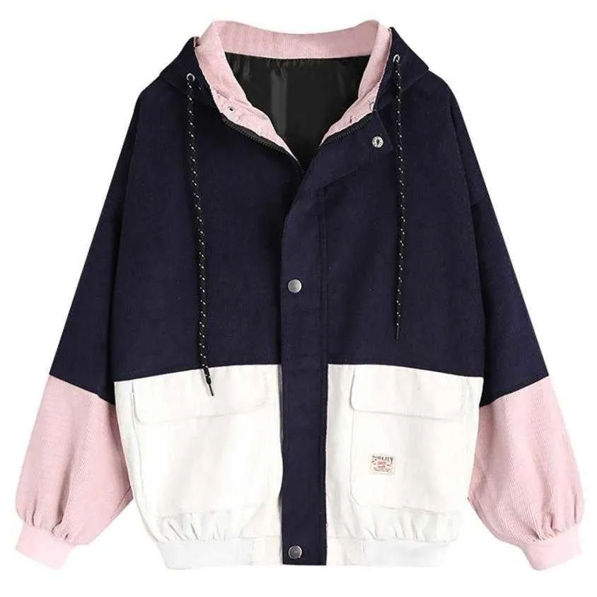 Purpdrank - Outerwear Coats Jackets Corduroy Patchwork Oversize Jackets Autumn Jacket Women Chaqueta Mujer Ceket Streetwear Coat Windbreaker
