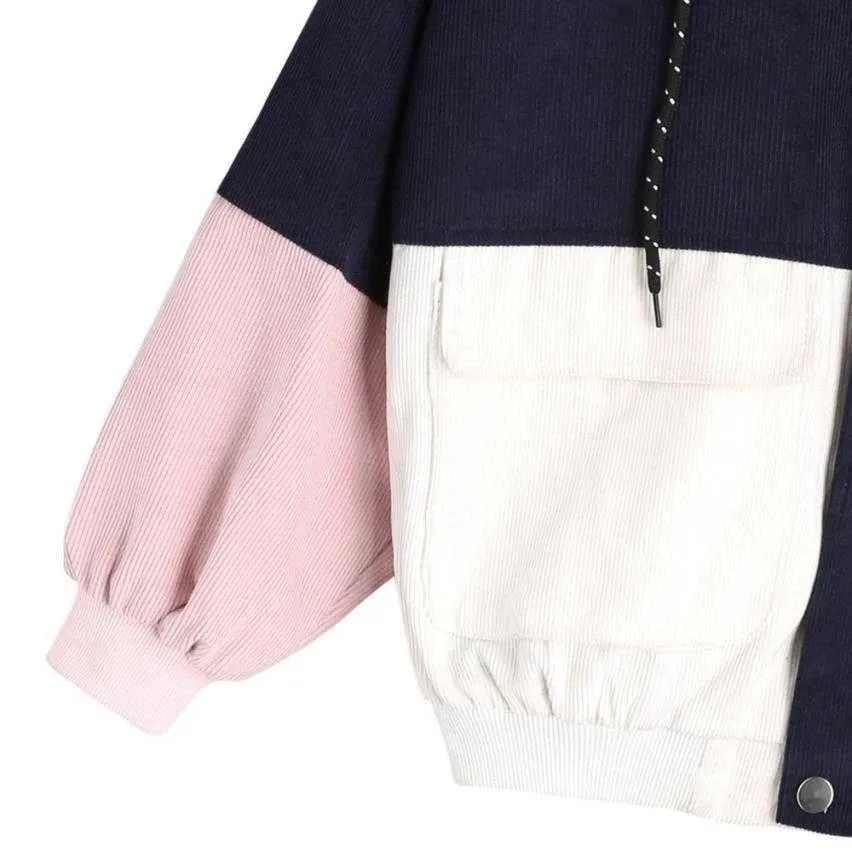 Purpdrank - Outerwear Coats Jackets Corduroy Patchwork Oversize Jackets Autumn Jacket Women Chaqueta Mujer Ceket Streetwear Coat Windbreaker