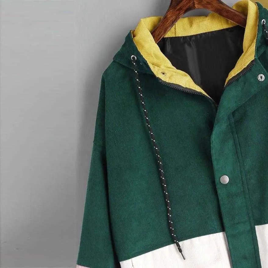 Purpdrank - Outerwear Coats Jackets Corduroy Patchwork Oversize Jackets Autumn Jacket Women Chaqueta Mujer Ceket Streetwear Coat Windbreaker