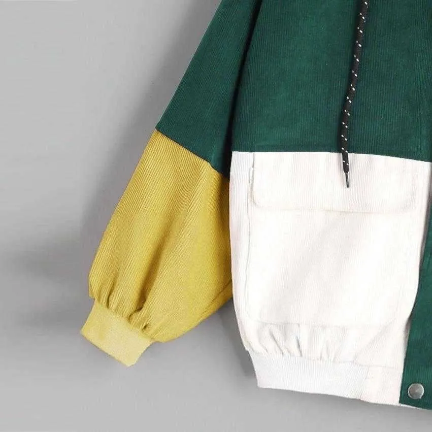 Purpdrank - Outerwear Coats Jackets Corduroy Patchwork Oversize Jackets Autumn Jacket Women Chaqueta Mujer Ceket Streetwear Coat Windbreaker
