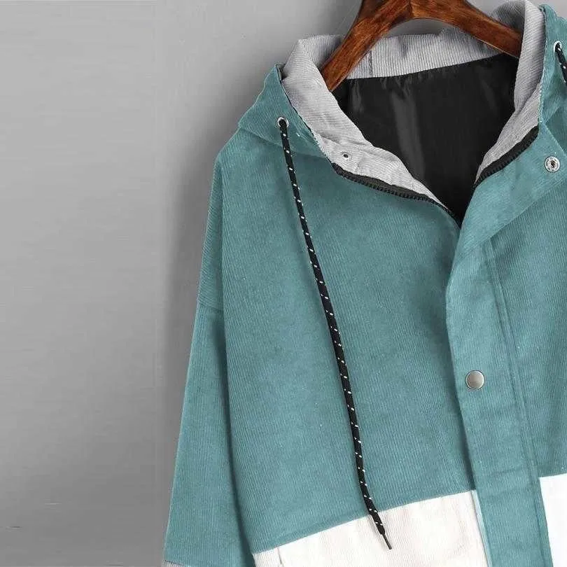 Purpdrank - Outerwear Coats Jackets Corduroy Patchwork Oversize Jackets Autumn Jacket Women Chaqueta Mujer Ceket Streetwear Coat Windbreaker