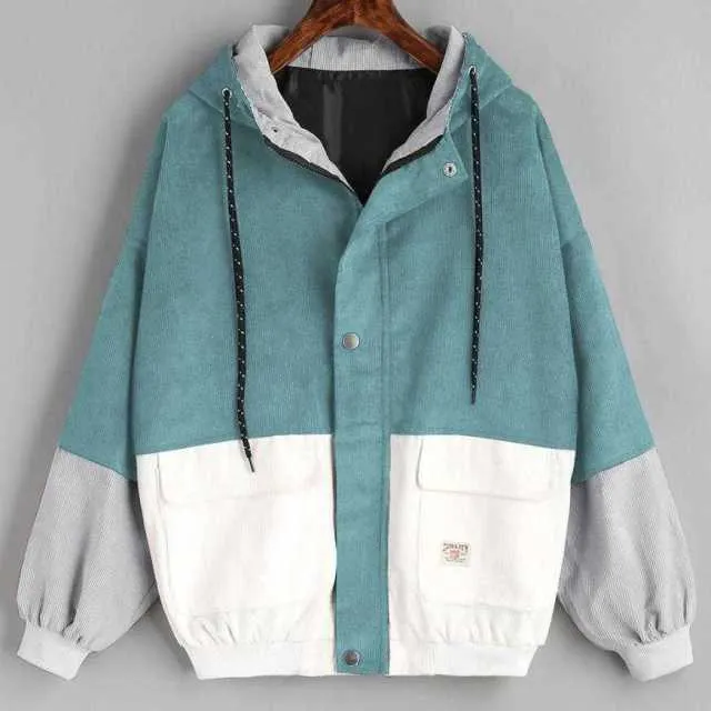 Purpdrank - Outerwear Coats Jackets Corduroy Patchwork Oversize Jackets Autumn Jacket Women Chaqueta Mujer Ceket Streetwear Coat Windbreaker