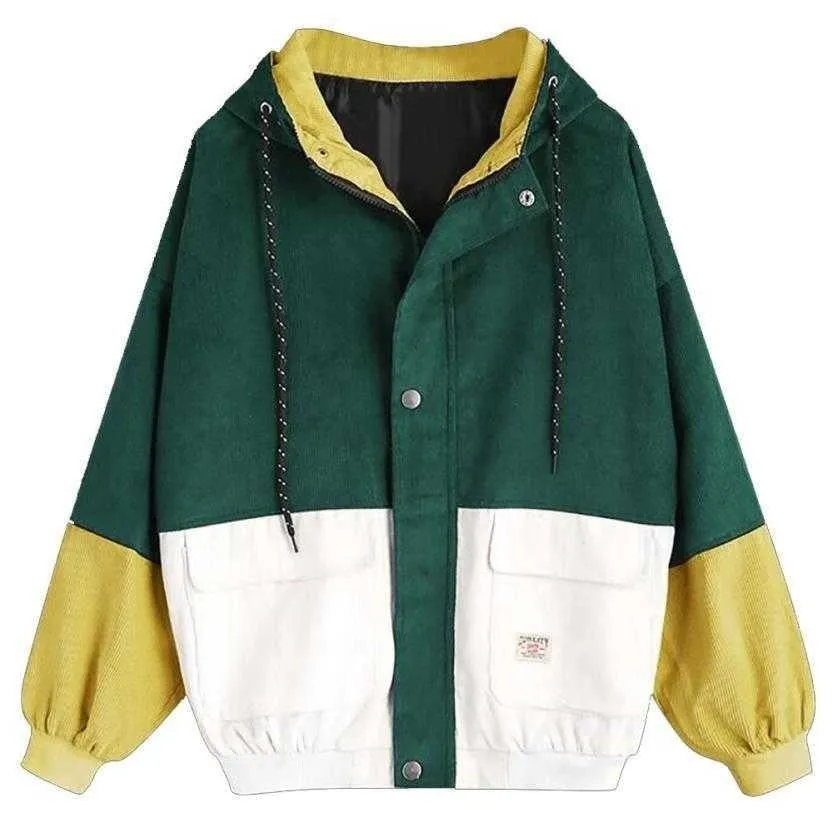 Purpdrank - Outerwear Coats Jackets Corduroy Patchwork Oversize Jackets Autumn Jacket Women Chaqueta Mujer Ceket Streetwear Coat Windbreaker