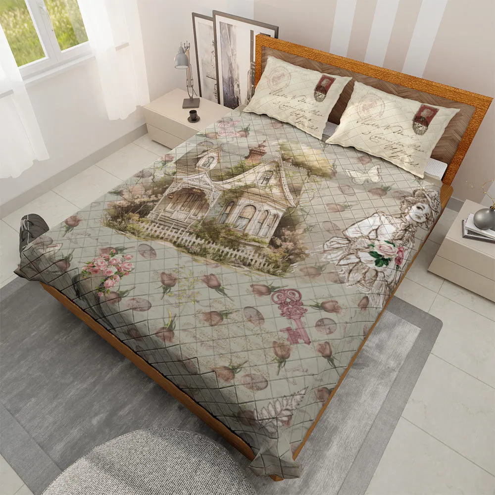 Quilted Bedding Set | Traditional Vintage Comforters | Cute Bohemian Bedspreads with matching Pillowcase