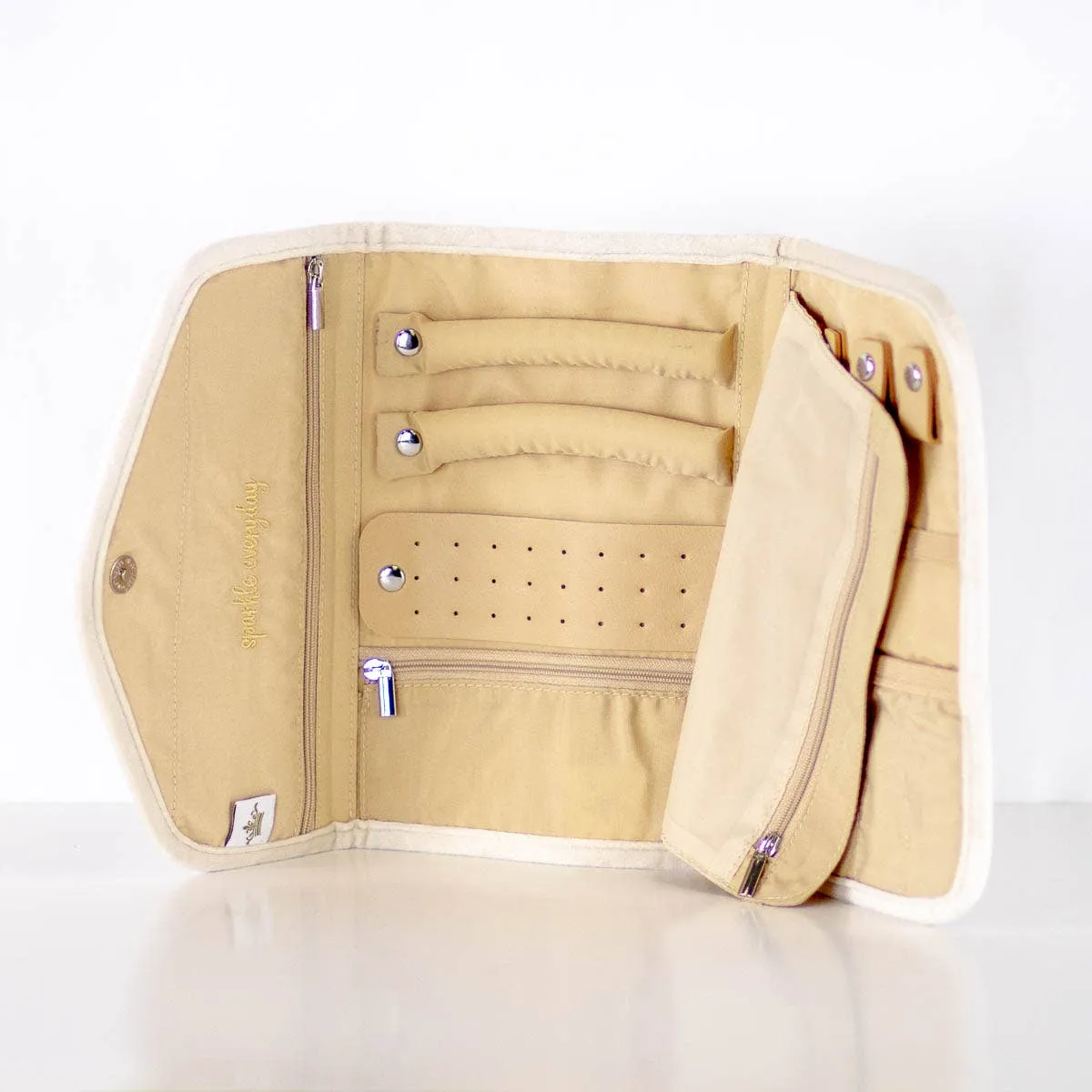Quilted Jewelry Clutch in Cream