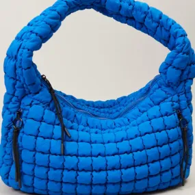 Quilted Puffer Carryall Tote - Cobalt Blue