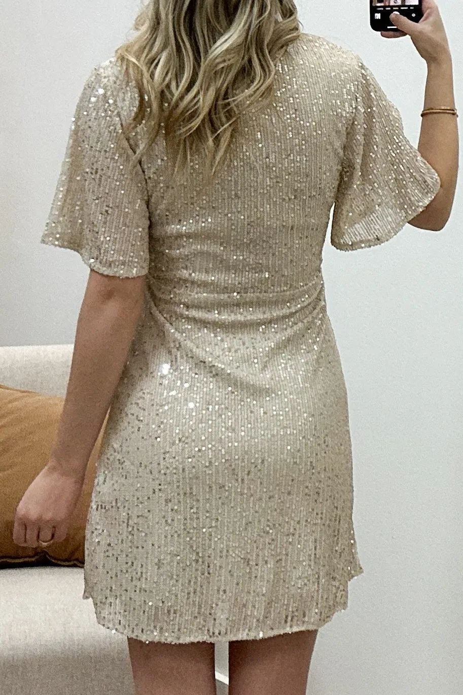 "Falling Hard" Dress (Light Gold)