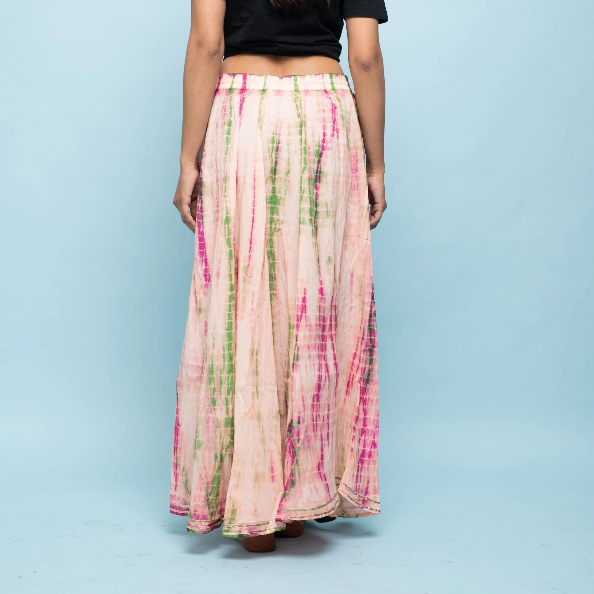 Rang Deep Women Pink Cream Long Tyi-dye Skirt Skirt
