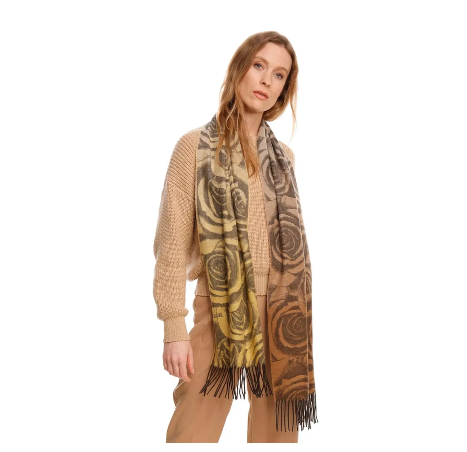 Roses with Ombré Oversized Cashmink® Scarf