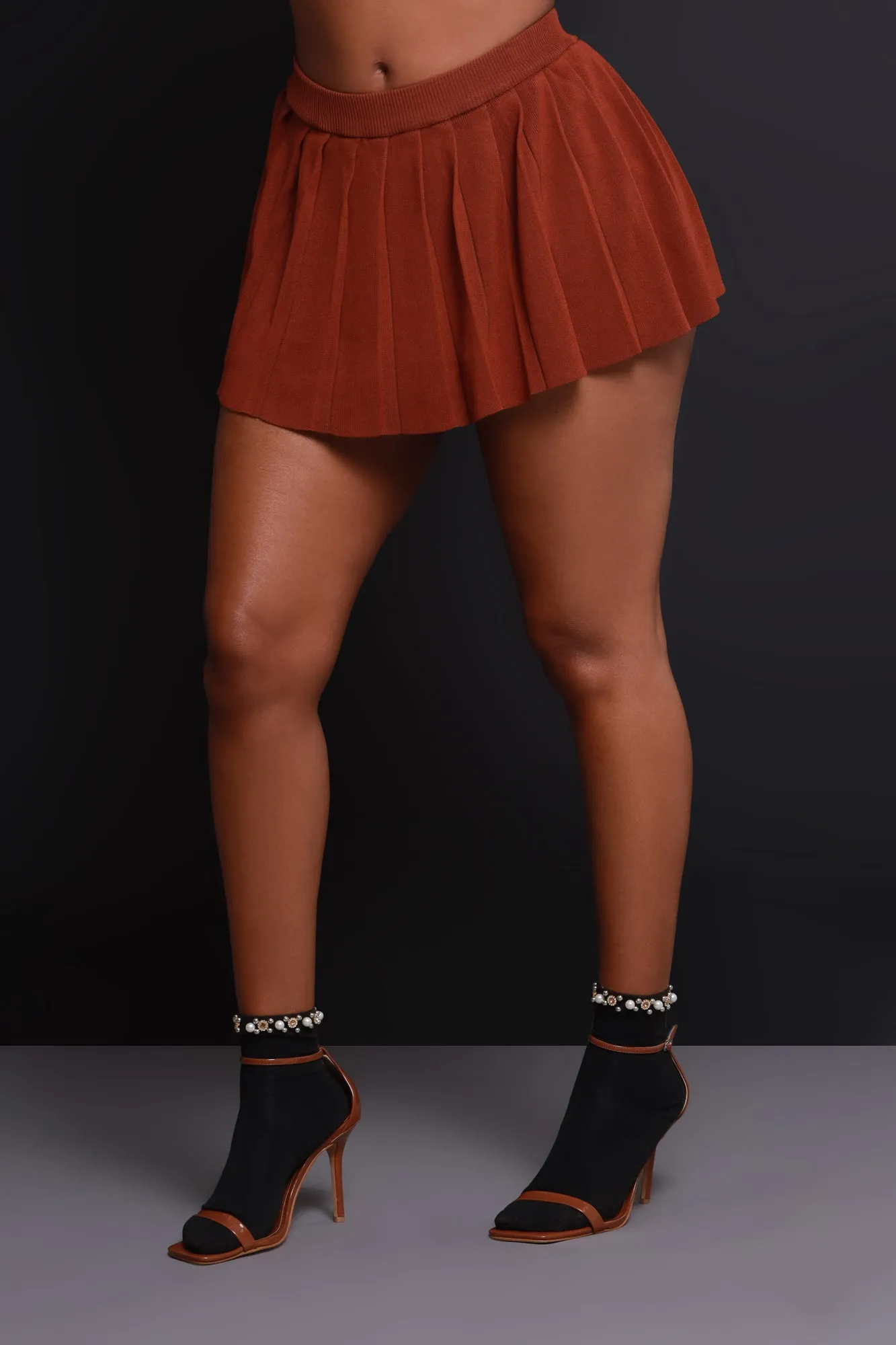 Rush Week Pleated Mini Tennis Skort - Brown