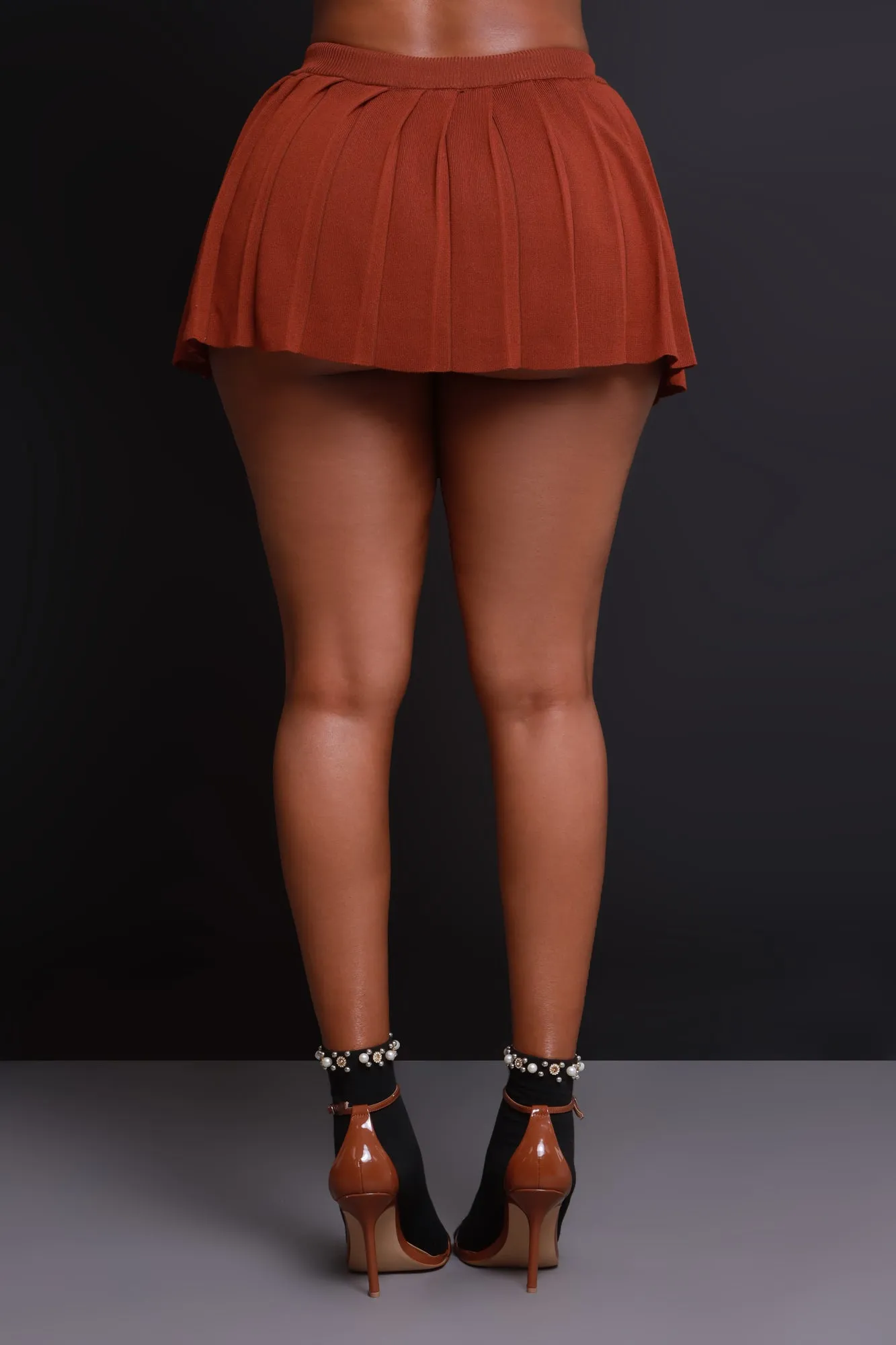 Rush Week Pleated Mini Tennis Skort - Brown