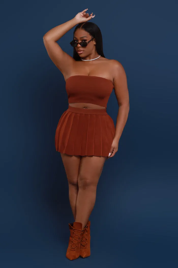 Rush Week Pleated Mini Tennis Skort - Brown