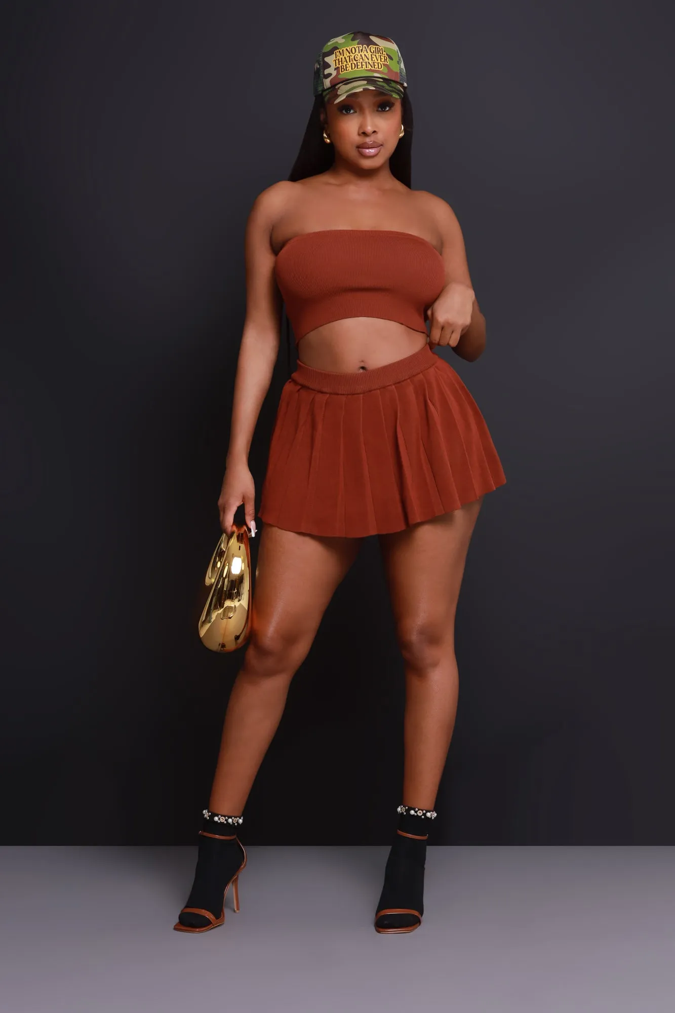 Rush Week Pleated Mini Tennis Skort - Brown